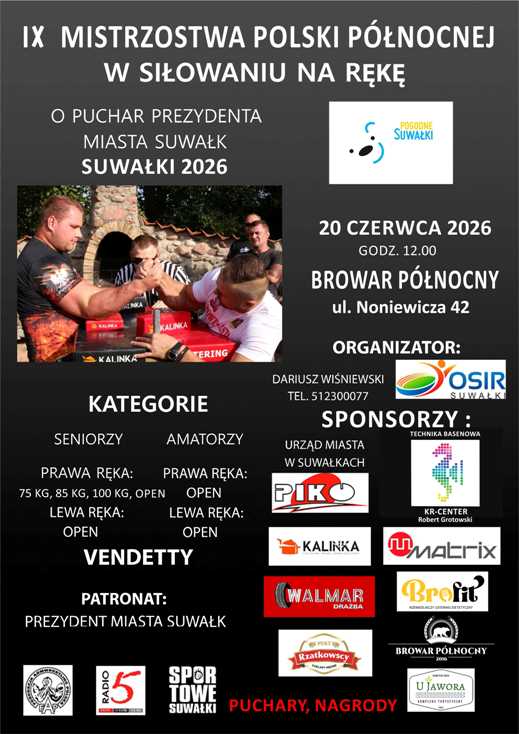 IX MISTRZOSTWA POLSKI PÓŁNOCNEJ W SIŁOWANIU NA RĘKĘ - Suwałki 2026