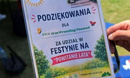 Podziękowania za armwrestling na festynie osiedlowym